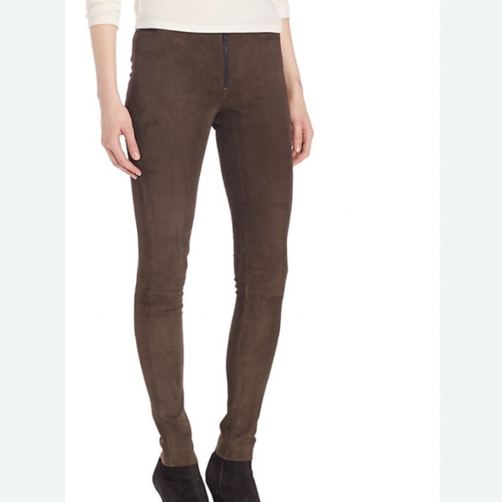 Alice + Olivia Taupe Low Rise Lamb Leather Suede Leggings Size 0 - Picture 11 of 11